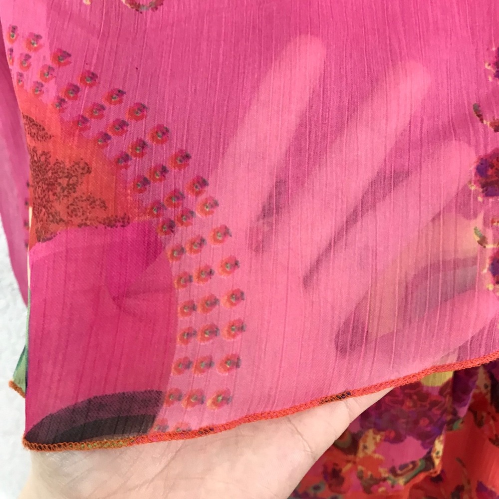 Desigual Womens Lina Dress XS/36 Pink Orange Print Layered Chiffon Sleeveless - Picture 6 of 10
